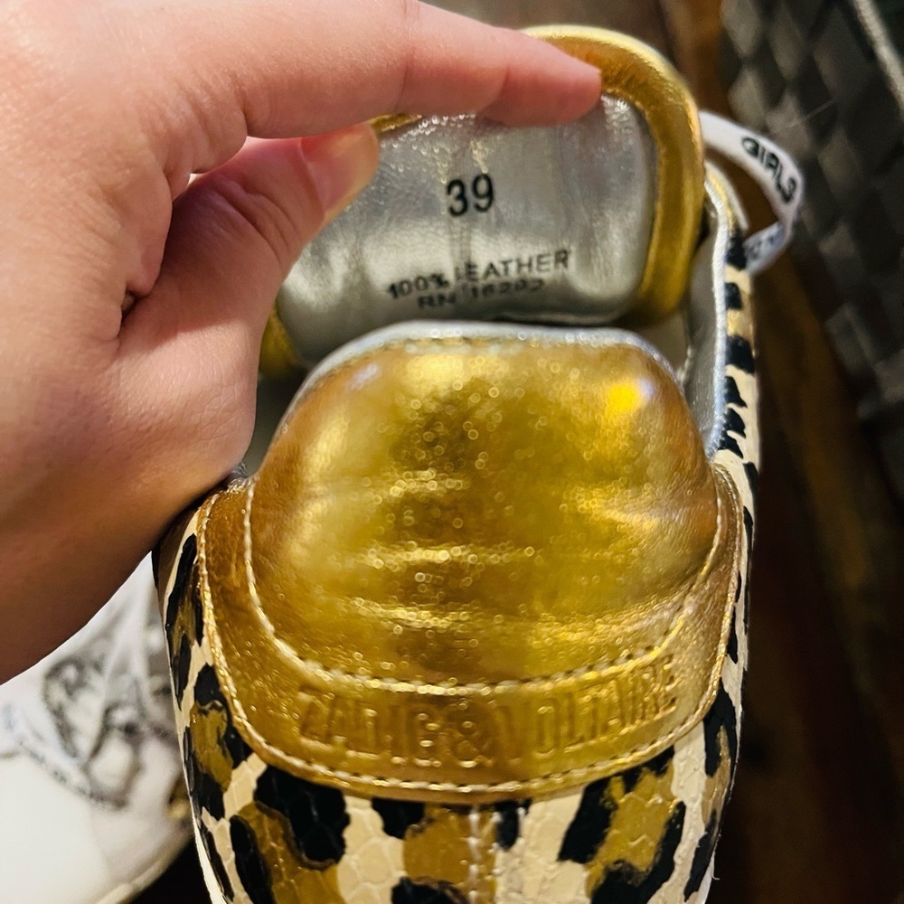 Zadig & Voltaire Leopard Print Sneakers with Gold and White Accents - Picture 4 of 5